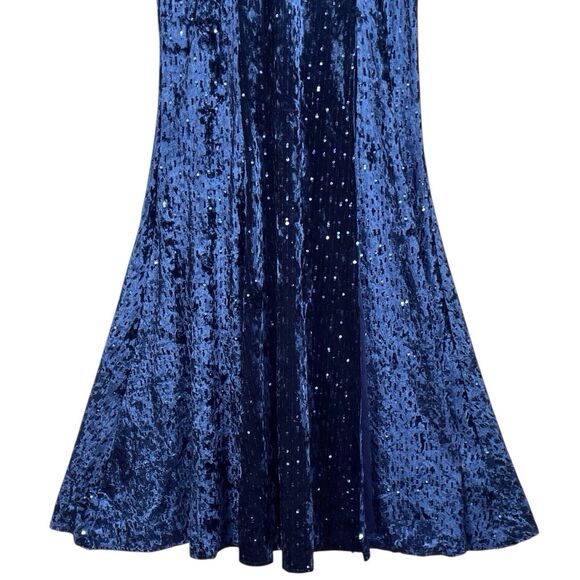 NWT Lulus Simply Elegant Sequin Maxi Dress Size L Navy Blue Side Slit - Picture 7 of 15